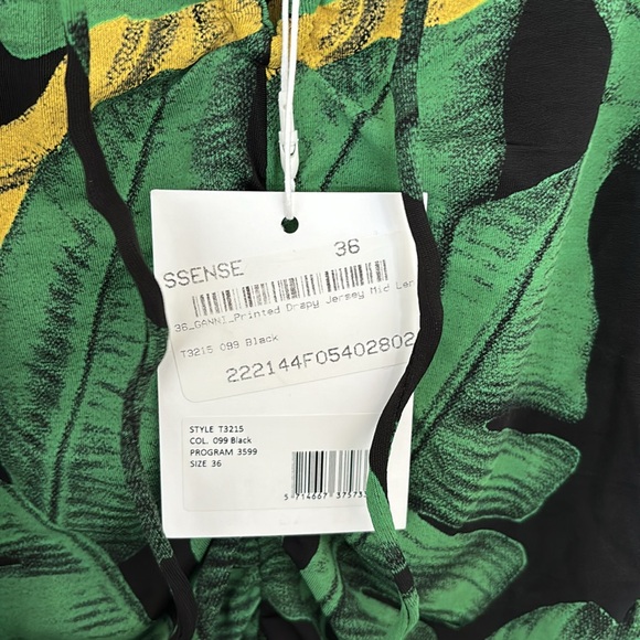 Ganni BNWT Green Black Banana Dress MIDI 36 - Picture 6 of 6
